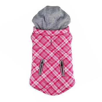 Weekender Dog Sweatshirt Hoodie - Pink & White Plaid - Image 2