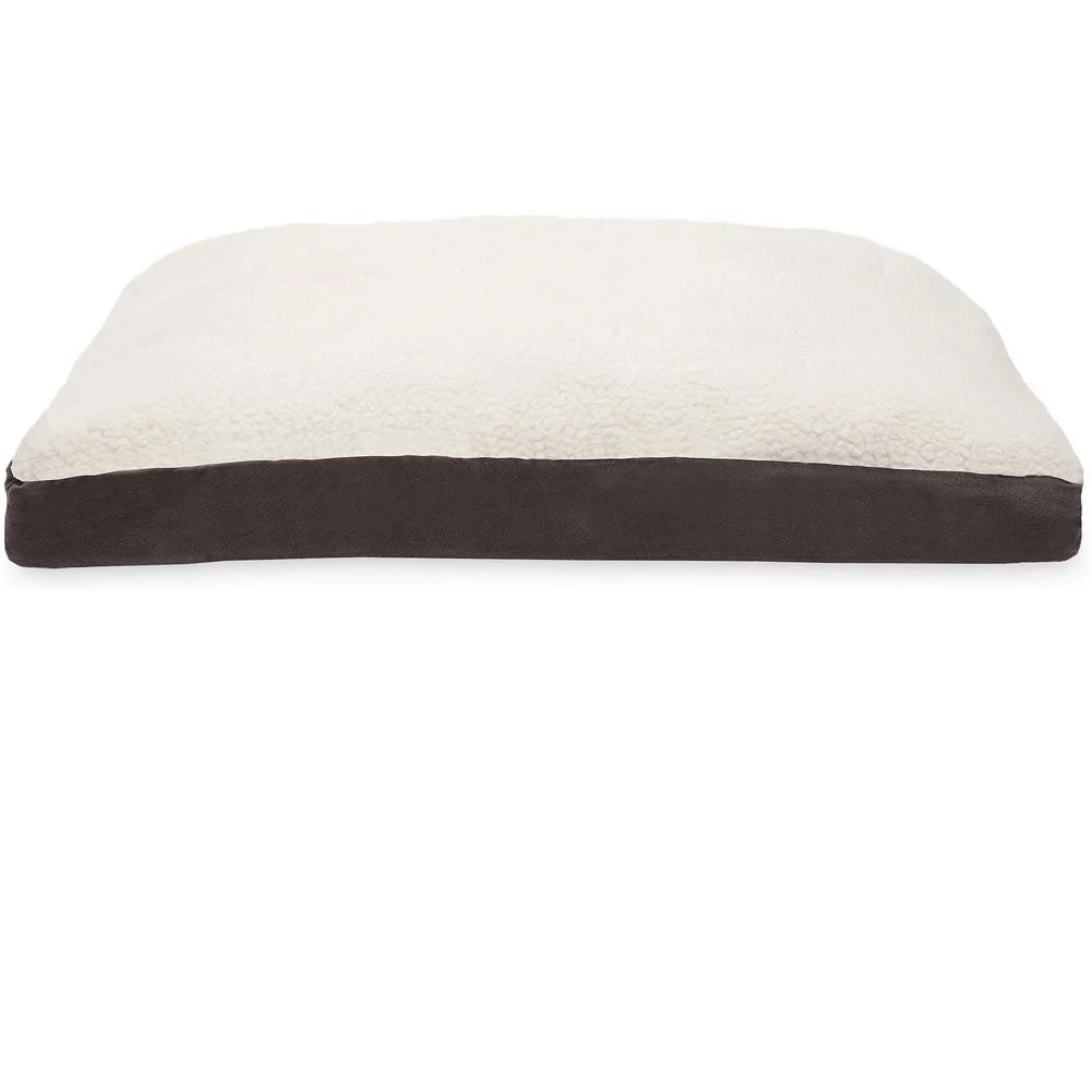 Furhaven Faux Sheepskin & Suede Deluxe Cooling Gel Top Pet Bed - Espresso (Jumbo Plus)