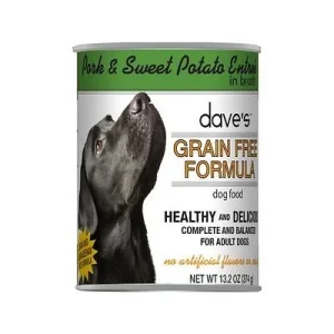 Dave's Pet Food Grain Free Pork & Sweet Potato Entrée Canned Dog Food - 13.2 oz Cans - Case of 12