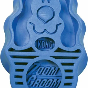 KONG ZoomGroom Rubber Curry Brush for Dogs, Boysenberry