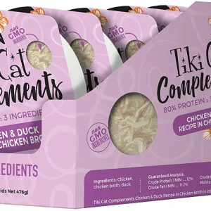 Tiki Cat Complements Chicken & Duck Cat Food Toppers and Crunchers - 2.1 oz Cups - Case of 8