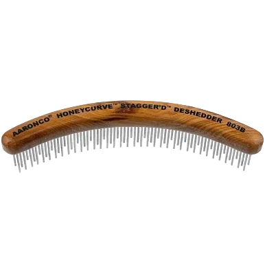 Aaronco 7" HoneyCurve Staggered Pins Comb Wood Handle - Image 2