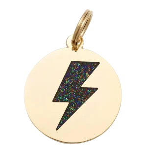 Lightning Bolt Pet ID Tag in Black & Gold