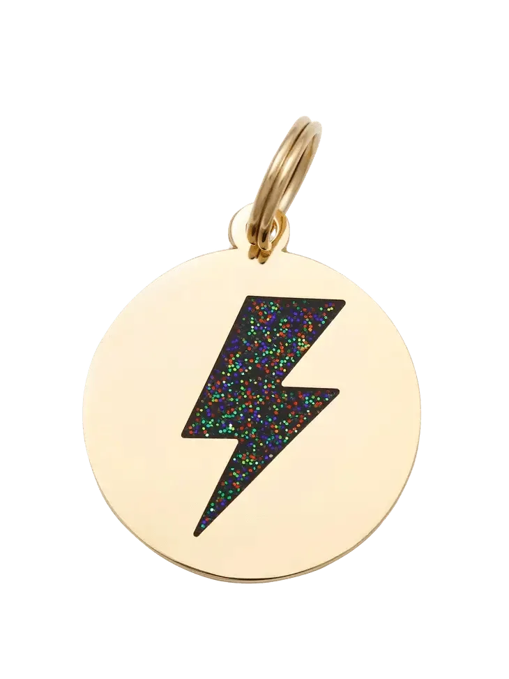 Lightning Bolt Pet ID Tag in Black & Gold