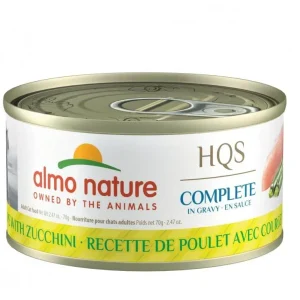 Almo Nature HQS Complete Chicken Recipe with Zucchini in Gravy Canned Cat Food - 2.47 oz Cans - Case of 24