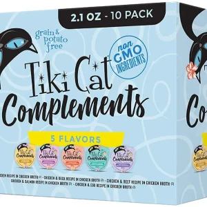 Tiki Cat Complements Variety Pack Cat Food Toppers and Crunchers - 2.1 oz Cups - Case of 10