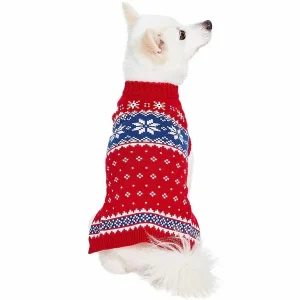 Christmas Tree Reindeer and Snowflake Sweater in Red