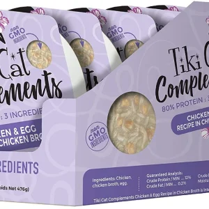 Tiki Cat Complements Chicken& Egg Cat Food Toppers and Crunchers - 2.1 oz Cups - Case of 8