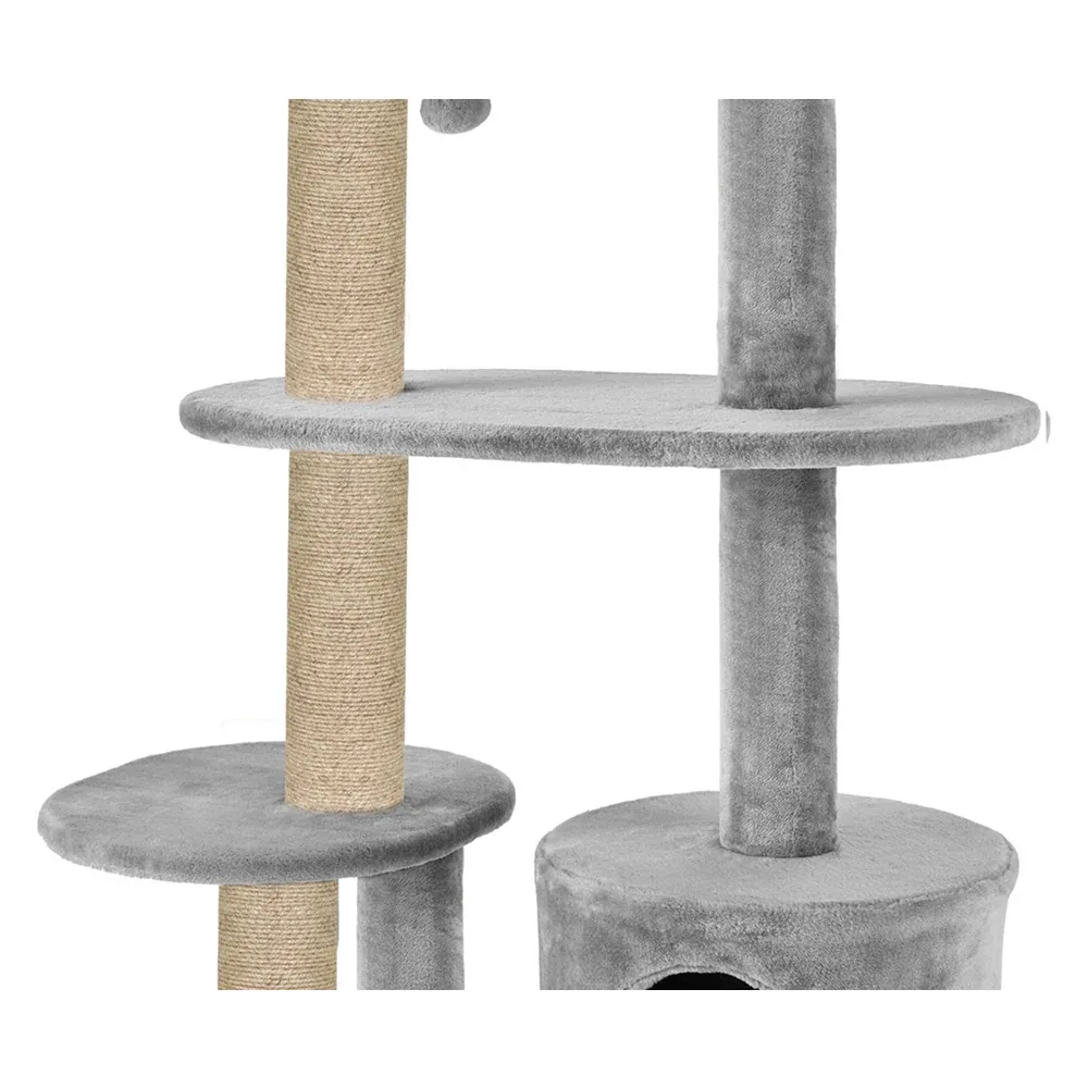 Furrlovers Multi Level Plush Cat Tree with Condo & Sisal Scratching Posts (Grey) - Image 2