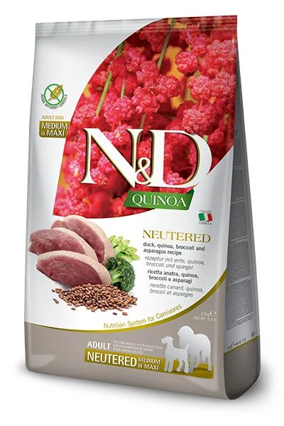 Farmina N&D Quinoa Duck Neutered Medium and Maxi Dry Dog Food - 5.5 lb Bag
