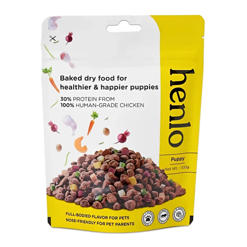 Henlo Chicken & Veg Baked Dry Food for Puppies & Small Breed Dogs | 100% Human Grade Ingredients - 100g