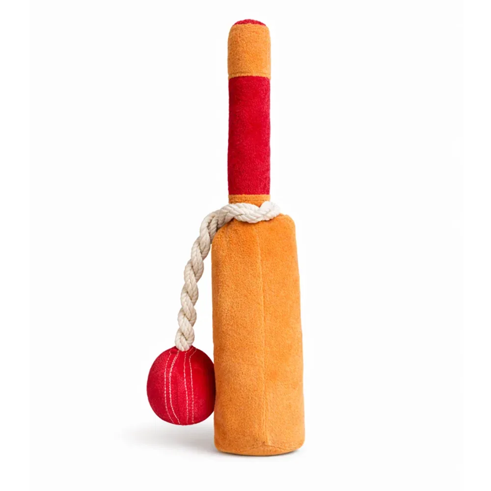 Pawgypets Cricket Fever Doggo Plush with Rope Toy for Dogs (Brown and Red)