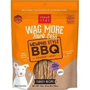 Cloud Star Wag More Bark Less Memphis Style BBQ Turkey Grilled Jerky Dog Jerky Treats - 10 oz Bag