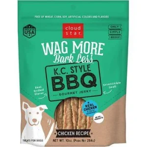 Cloud Star Wag More Bark Less Kansas City Style BBQ Chicken Grilled Jerky Dog Jerky Treats - 10 oz Bag
