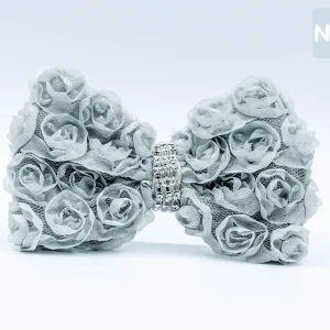 Furever Roses Hair Bow - Tender Grey