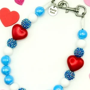 Love You Blue Beaded Collar
