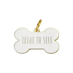 Treat Yo Self Pet ID Tag in White