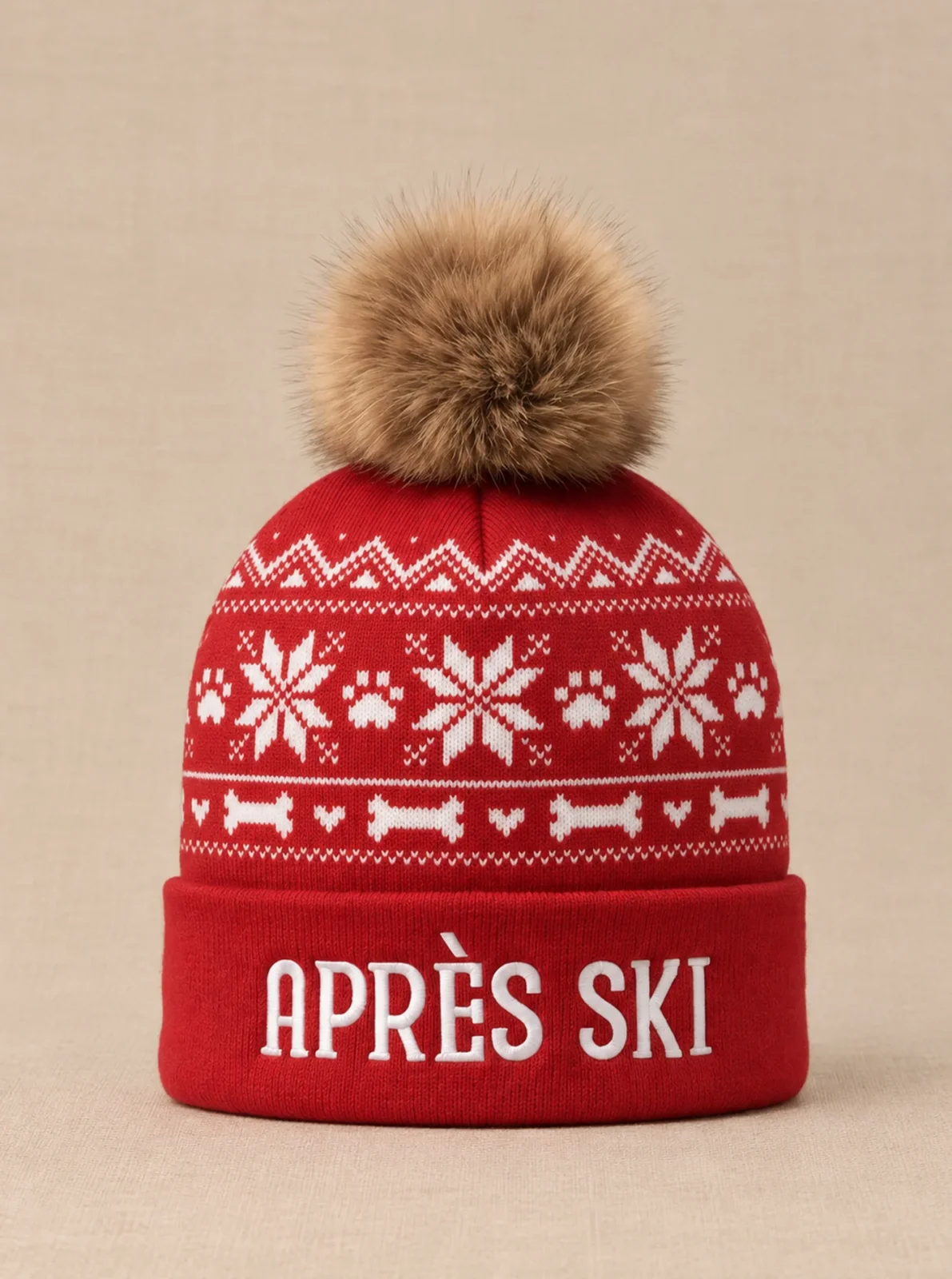 APRES SKI POM POM HAT DOG TOY
