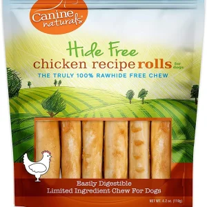 Canine Naturals Hide-Free Mini-Rolls Chicken Natural Dog Chews - 2.5 Inch - 4.2 oz - 6 Count