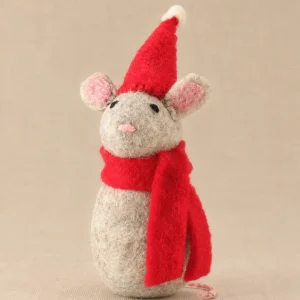 CHRISTMAS MOUSE WOOL CAT TOY