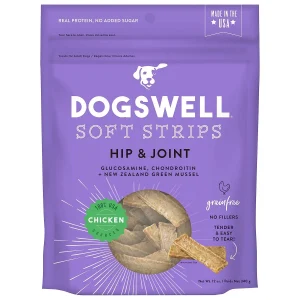 DOGSWELL Hip and Joint Grain Free Soft Strips Chicken Soft and Chewy Dog Treats - 12 oz Bag