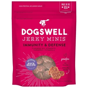 DOGSWELL Immunity and Defense Grain Free Mini Jerky Duck Soft and Chewy Dog Treats - 4 oz Bag