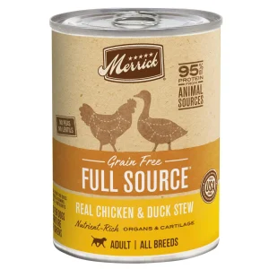 Merrick Full Source Grain Free Chicken and Duck Recipe Wet Canned Dog Food - 12/12.7 oz Cans - Case of 12