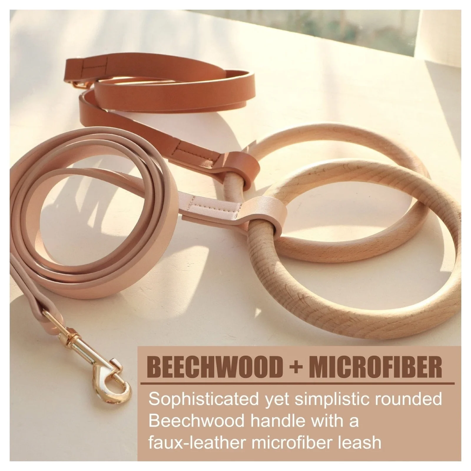 Pet Life ® 'Ever-Craft' Boutique Series Beechwood and Leather Designer Dog Leash - Image 2