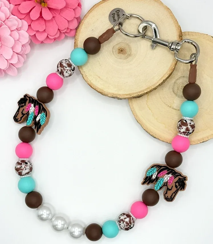 Neon Mustang Beaded Collar