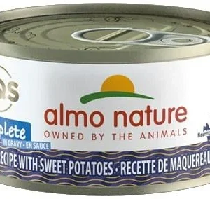 Almo Nature HQS Complete Mackerel with Sweet Potato in Gravy Canned Cat Food - 2.47 oz Cans - Case of 24