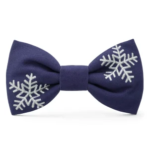Snowflakes Embroidered Dog Bow Tie
