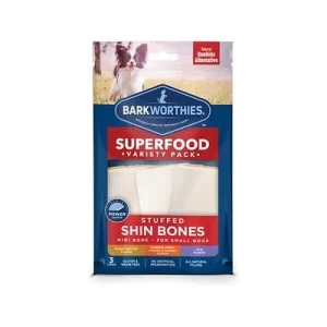 Barkworthies Variety Pack Stuffed Shin Bones 2-3" Dog Chew Treat - (3pk SURP)