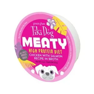 Tiki Dog Meaty Chicken with Salmon Recipe Prepared Dog Food - 3 oz Cups - Case of 4