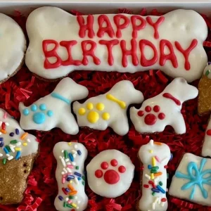 Happy Birthday Dog Treat Gift Box in White
