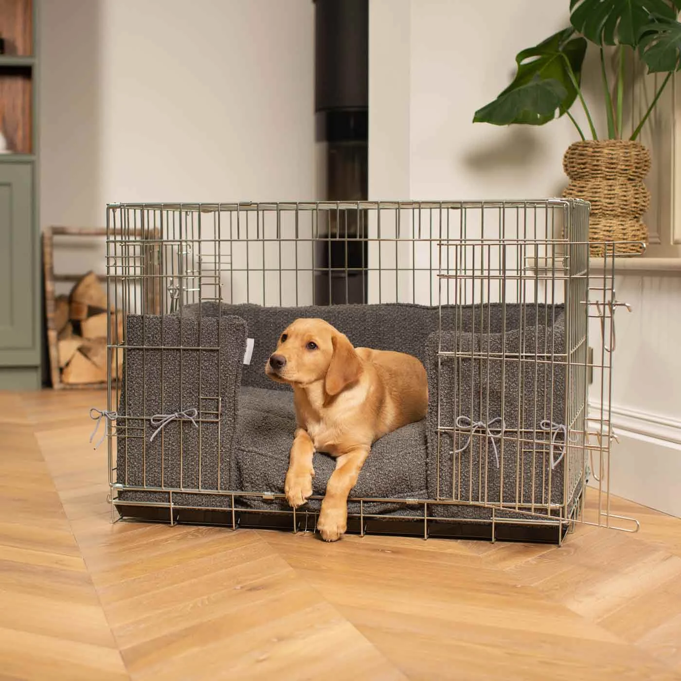 Dog Crate Bumper in Granite Bouclé by Lords & Labradors - Image 2