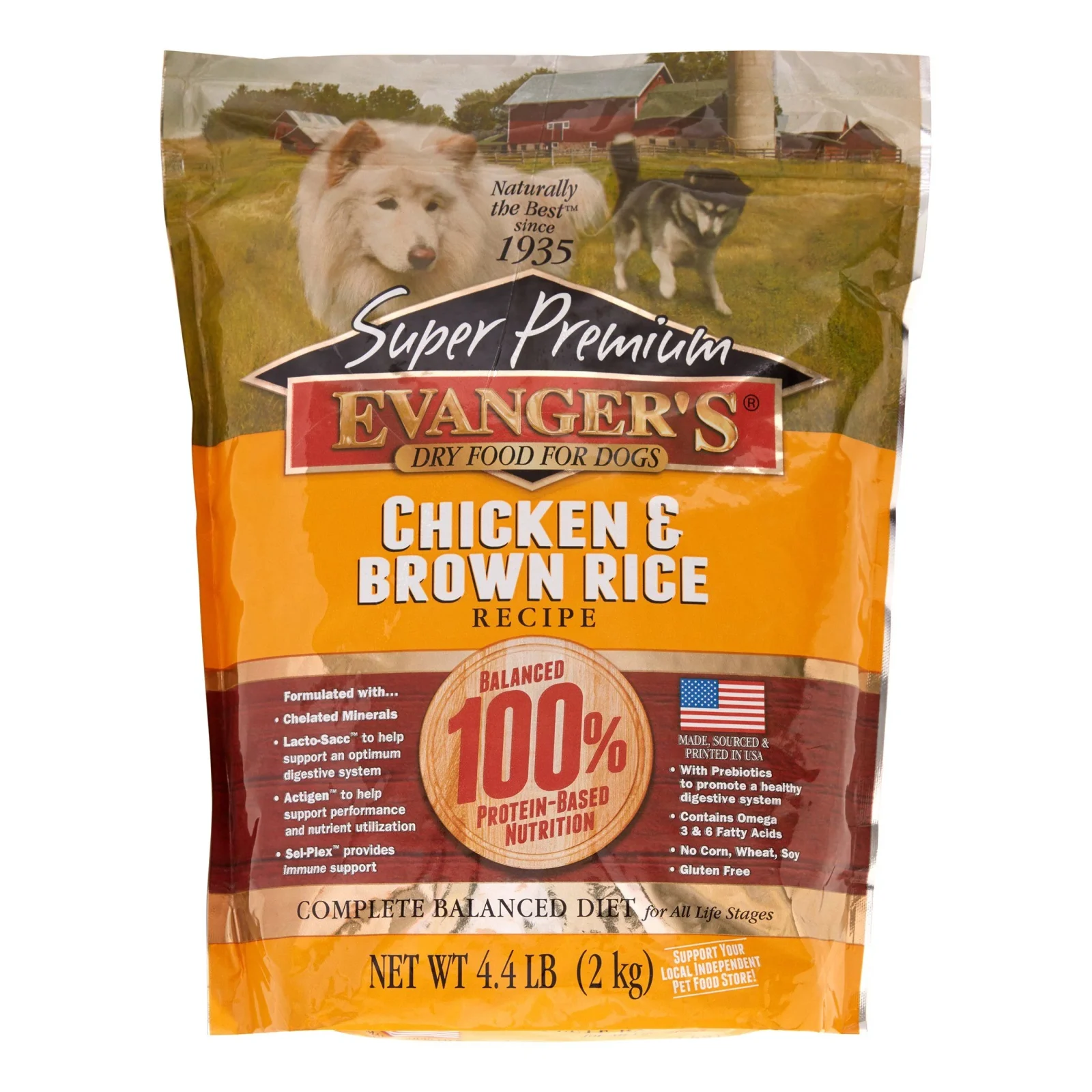 Evanger's Chicken & Brown Rice Super Premium Dry Dog Food - 4.4 lb Bag
