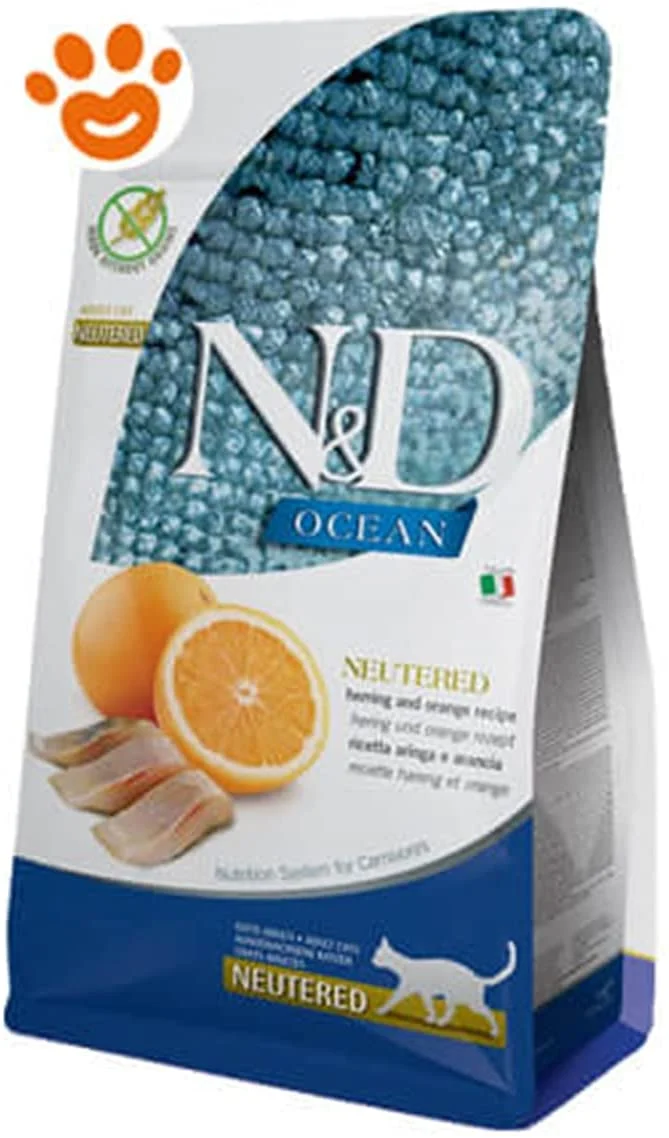 Farmina N&D Prime Ocean Cat Herring & Orange Neutered Dry Cat Food - 3.3 lb Bag