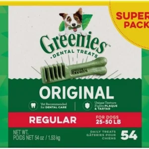 Greenies Regular Value Tub Treat Pack Dental Dog Treats - 54 oz