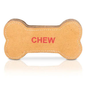 Pawpourri Bone Shaped Suede Leather Chew Toy for Dogs (Brown)