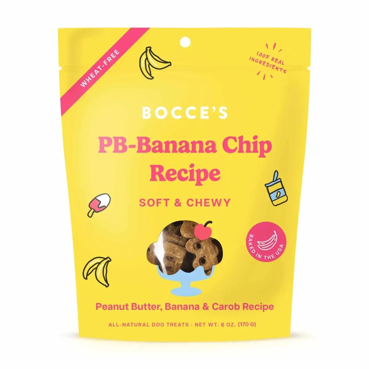 Bocce's Bakery PB-Banana Chip Soft & Chewy Dog Treats 6 oz