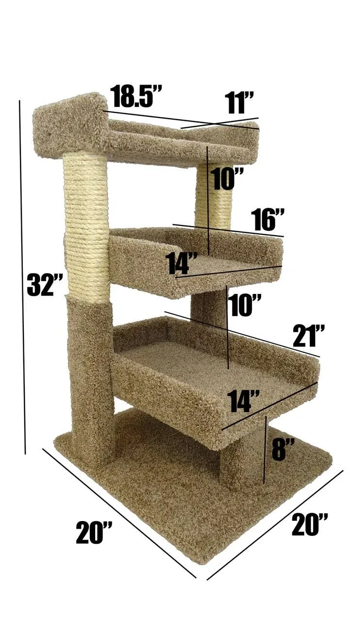 Premier Triple Cat Perch — 3-Level Solid Wood Window Perch with Sisal Posts - Image 2