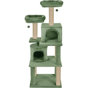 Furrlovers Multilevel Cat Tree with Condo, Perches & Jute Rope Scratching Posts (Green)