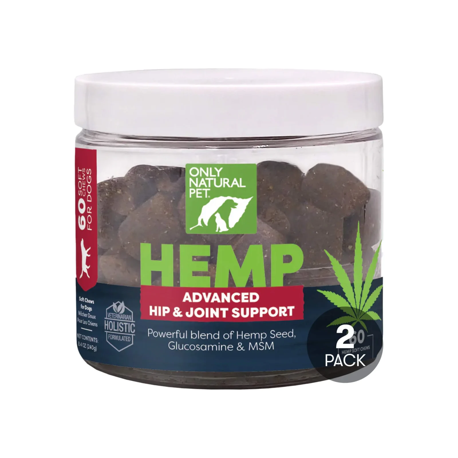 Only Natural Pet Hemp Advanced Hip & Joint Supplement for Dogs 60 Count - Image 2