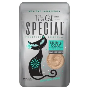 Tiki Cat Special Mousse Skin & Coat Salmon Cat Food Toppers and Crunchers - 2.4 oz Pouches - Case of 12