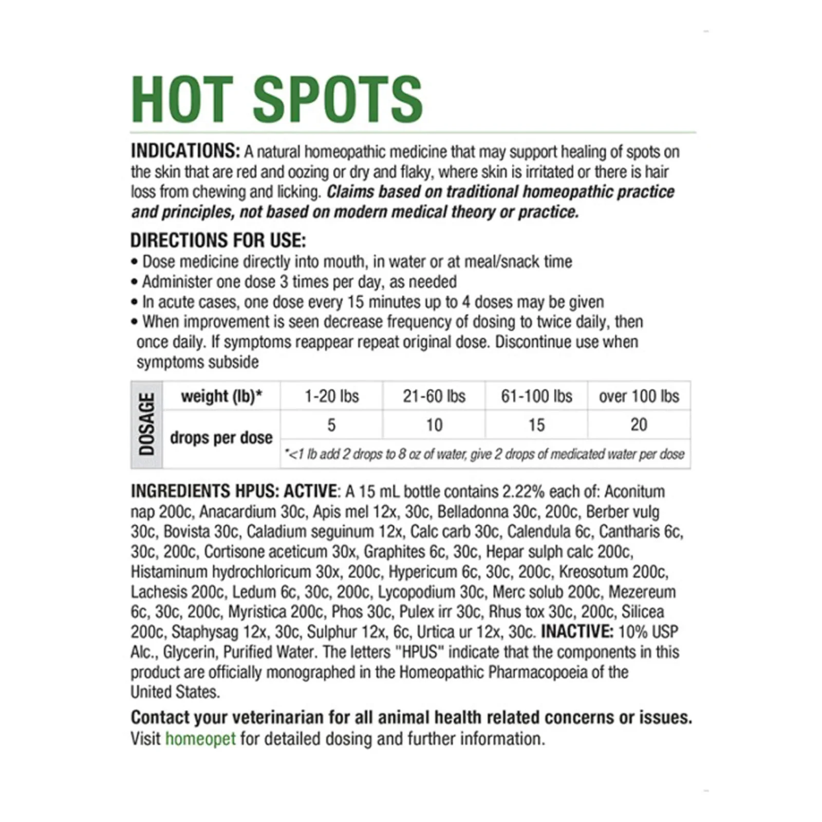HomeoPet Homeopathic Hot Spots Skin Treatment Drops for Dogs & Cats - Image 2