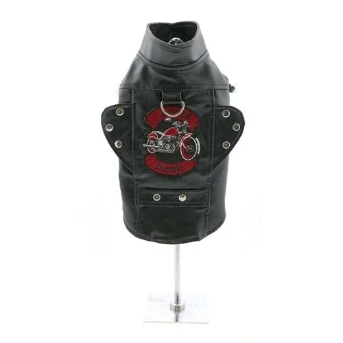 Biker Dawg Motorcycle Dog Jacket - Black - Image 2