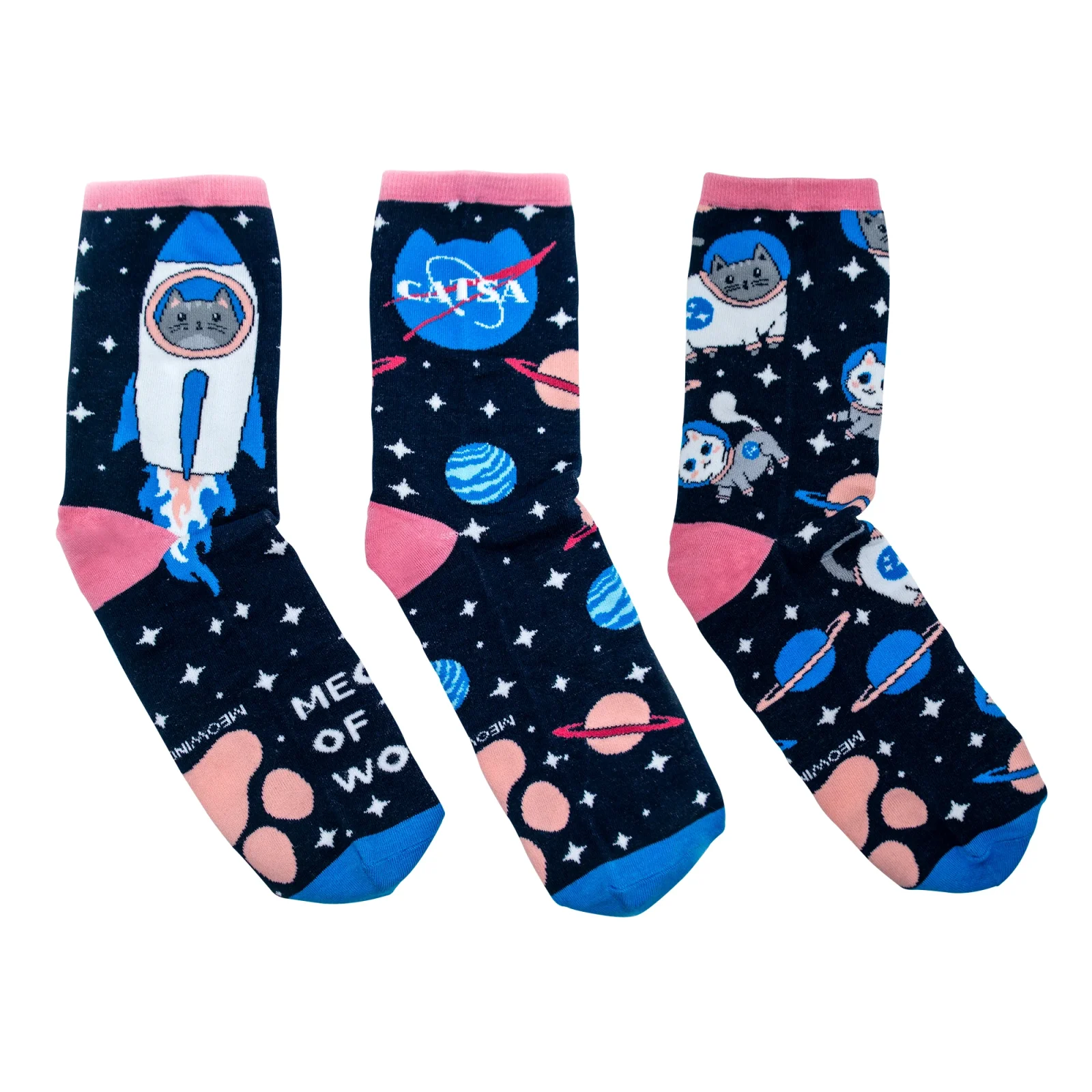 Mix & Match Meowter Space Cat Socks (3-Pack) - Image 2