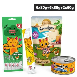 Smudges Tuna Flakes with Shrimp & Pumpkin and Ocean Fish & Salmon and Chicken & Cheese and Chicken Adult Cat Treats & Wet Food