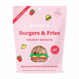 Bocce's Bakery Burgers & Fries Biscuit Dog Treats 5 oz