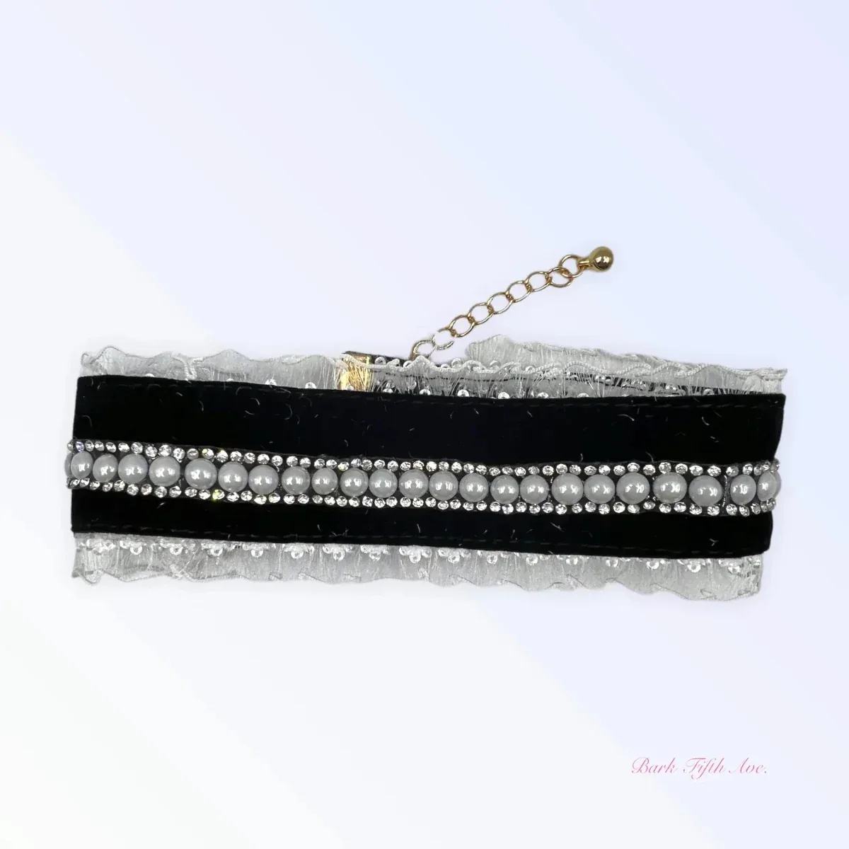 Black Velvet Lace Dog Collar - Image 2